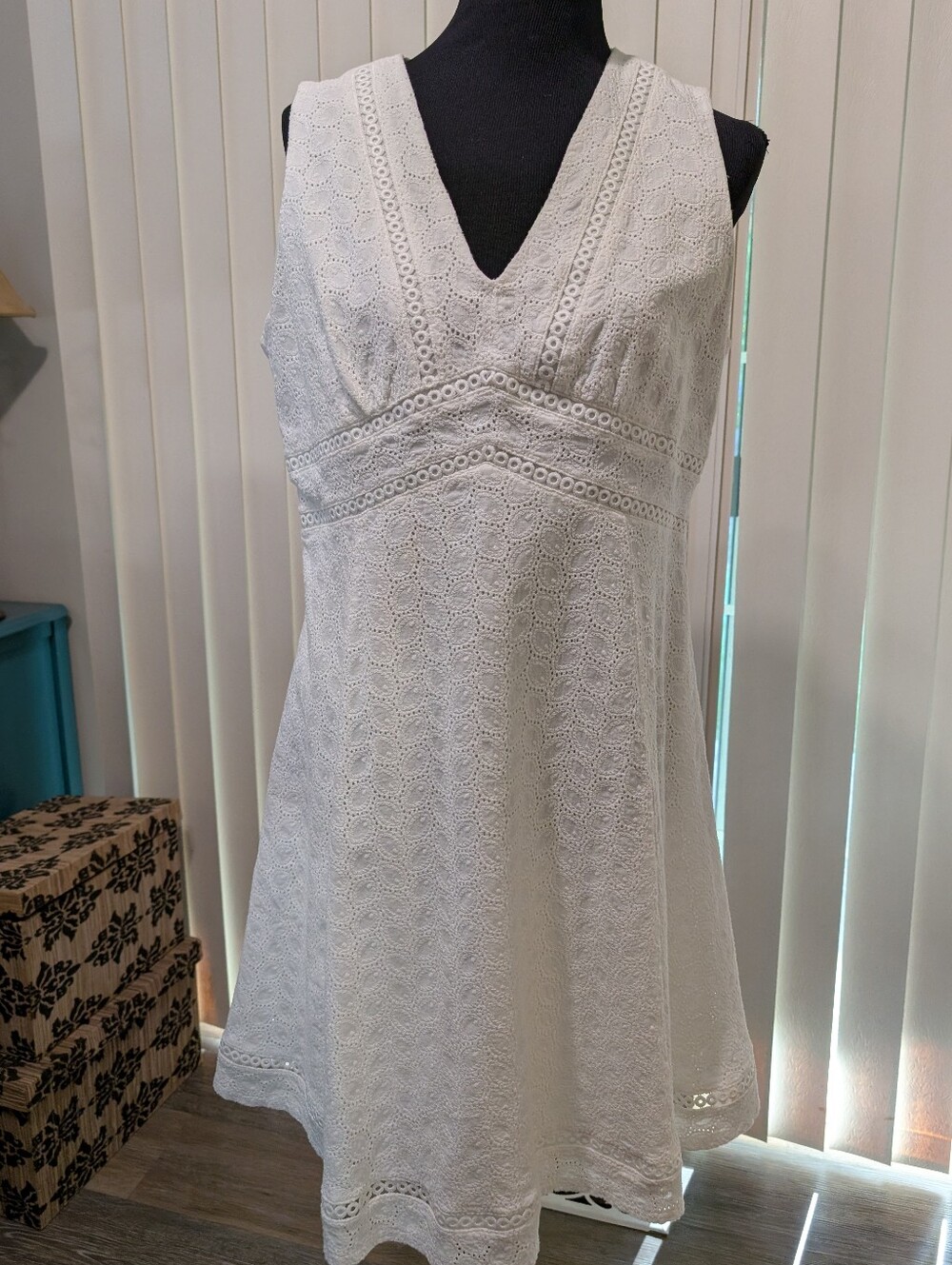 Calvin Klein White Eyelet Sleeveless Dress